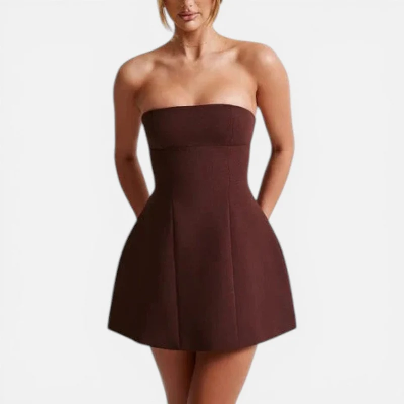 Bandeau Minikleid mit ausgestelltem Rock