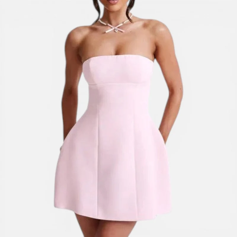 Bandeau Minikleid mit ausgestelltem Rock