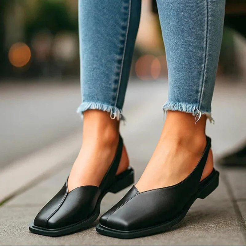 Slingback Ballerinas mit eckiger Zehenpartie