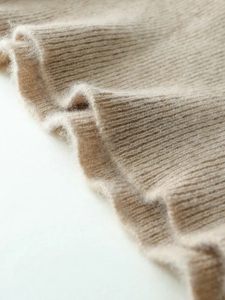 Kaschmir Wickelpullover mit V-Ausschnitt