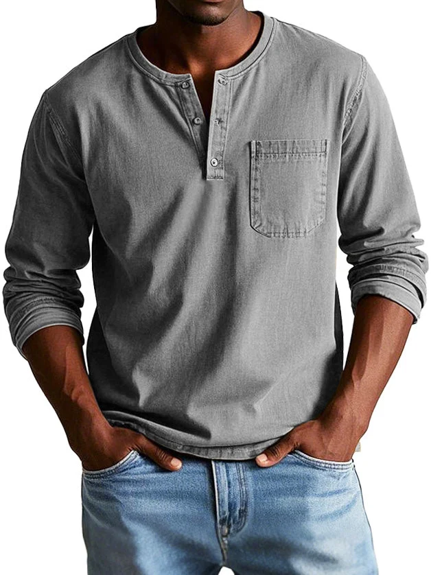 Ronald | Zeitloses Langarmshirt mit Henley-Ausschnitt