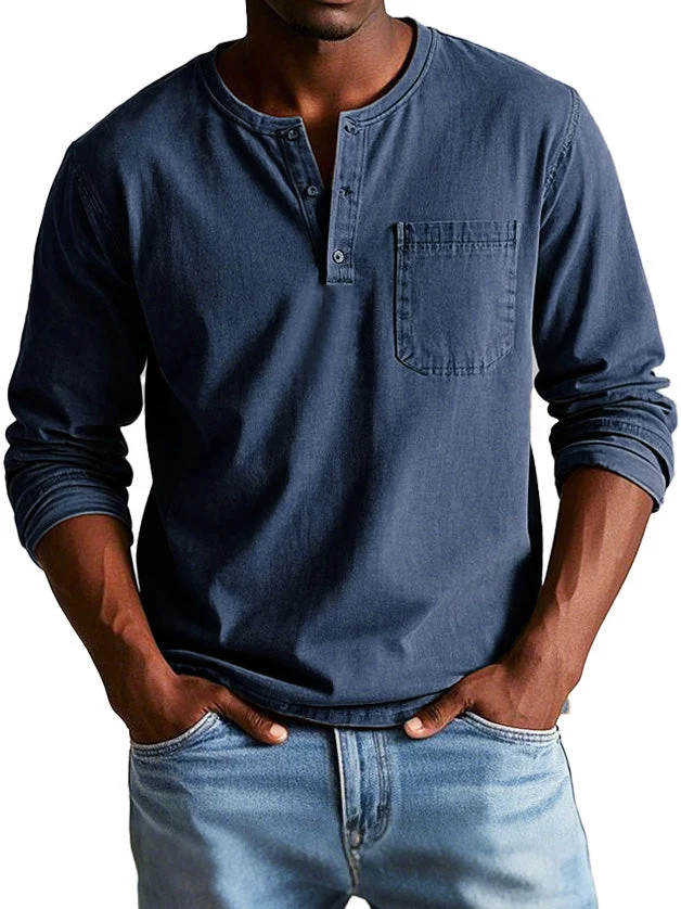 Ronald | Zeitloses Langarmshirt mit Henley-Ausschnitt