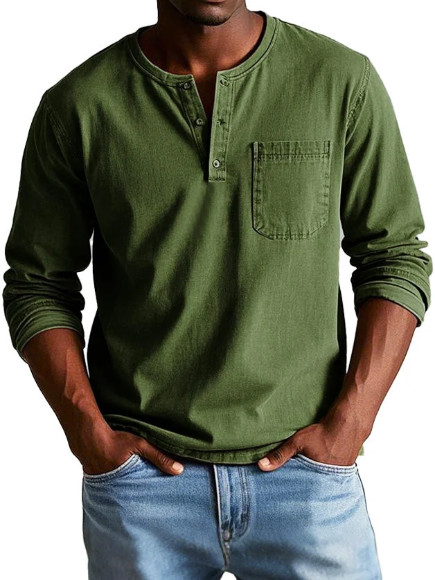 Ronald | Zeitloses Langarmshirt mit Henley-Ausschnitt