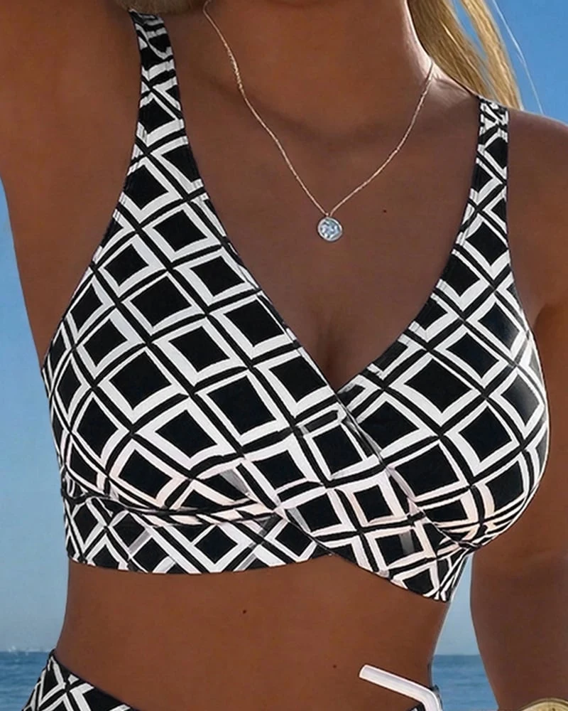 Zweiteiliger Bikini mit BH-Design und Diamantmuster