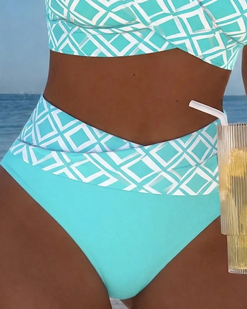 Zweiteiliger Bikini mit BH-Design und Diamantmuster