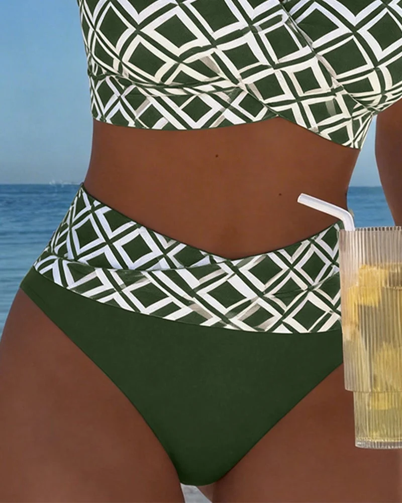 Zweiteiliger Bikini mit BH-Design und Diamantmuster