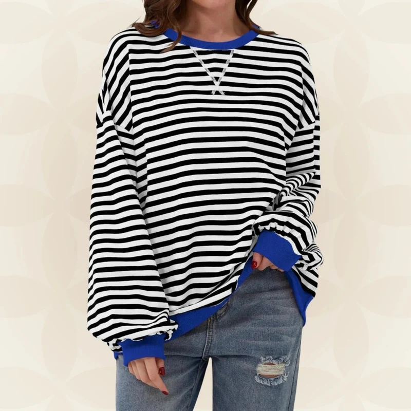 Karin | Streifenloser Lässiger Pullover