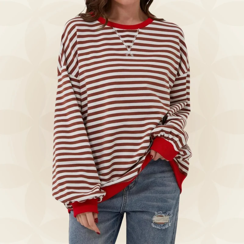 Karin | Streifenloser Lässiger Pullover
