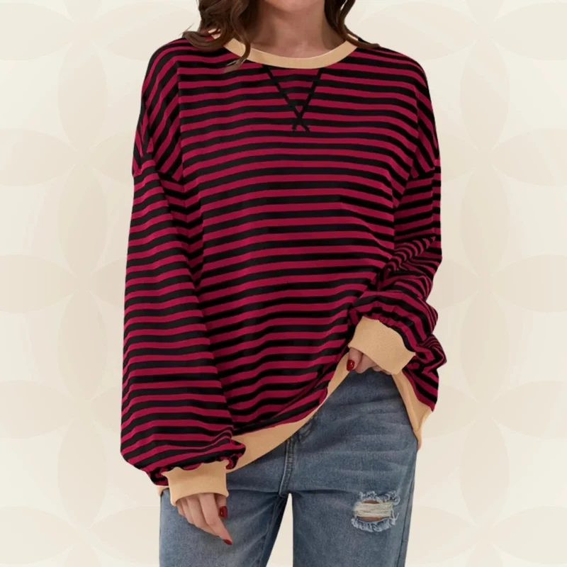 Karin | Streifenloser Lässiger Pullover