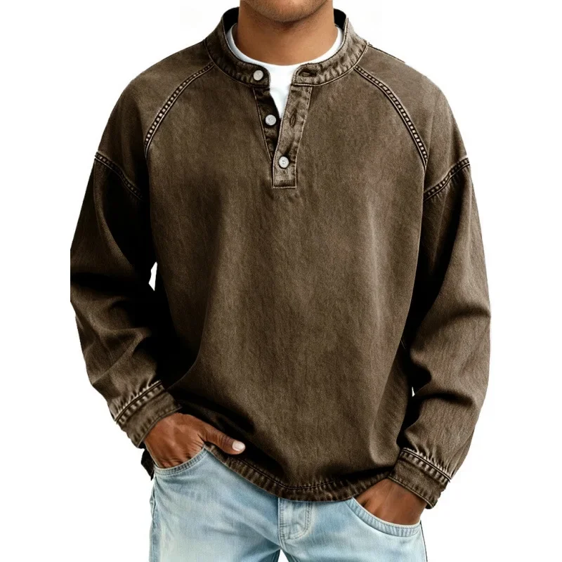Pedro Langarmshirt | Vintage Herrenhemd mit Knöpfen