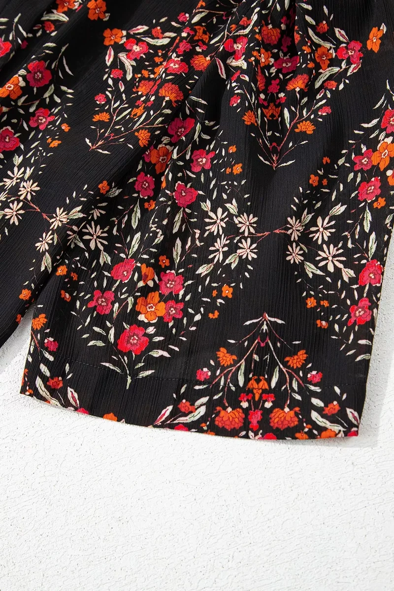Vintage-Blumenmuster-Hemd mit Knöpfen