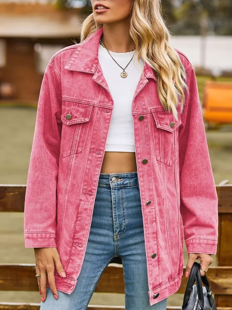 Lidi - Button Down Jeansjacke aus gewaschenem Denim