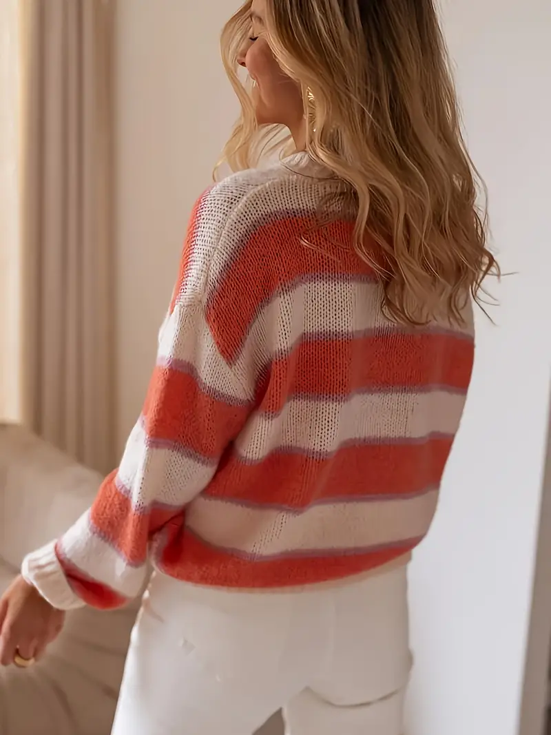 Gigi -Gestreifter Pullover in Blush