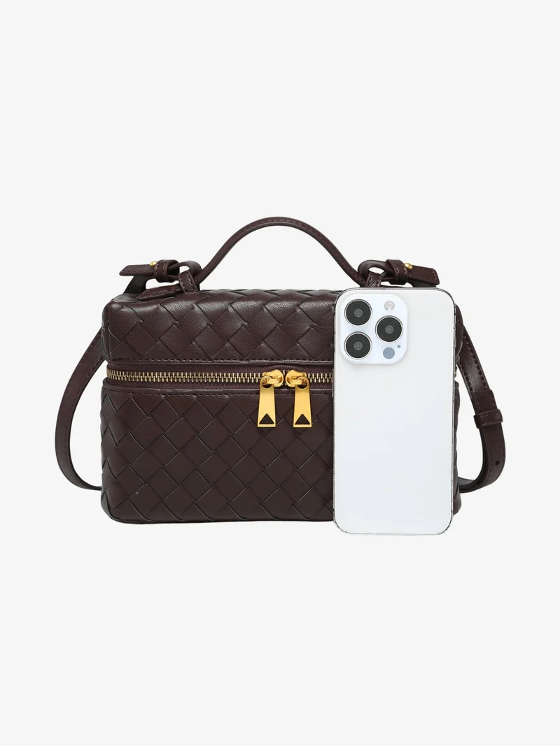 Julia | Strukturierte, glänzende Tasche aus gewebtem Material