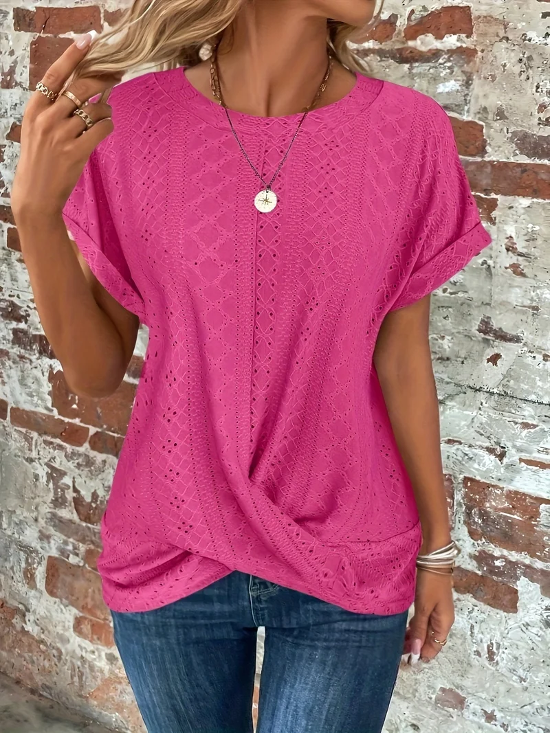 Trisha | Elegantes Waffelstrick-T-Shirt