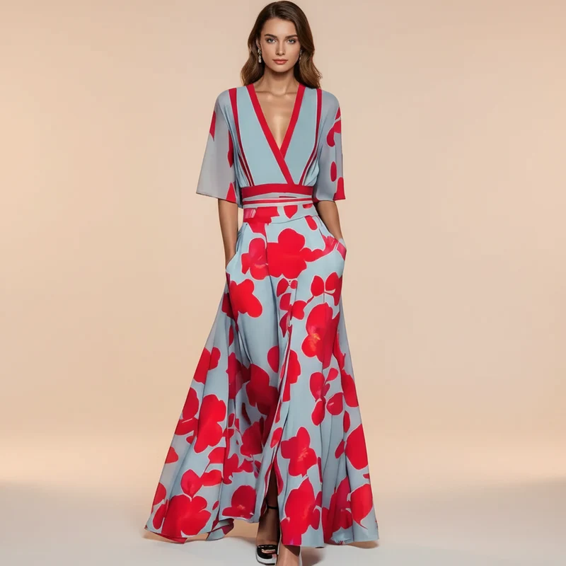 Gianna - Stilvolles Maxikleid mit V-Ausschnitt