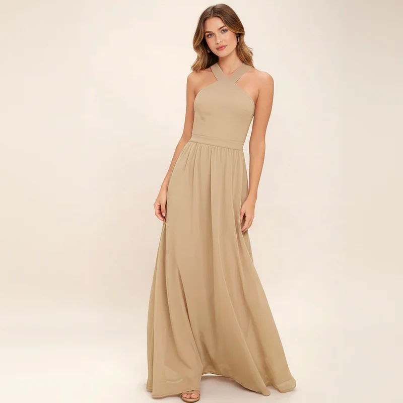 Suzanne - Elegantes Maxikleid mit überkreuztem Ausschnitt