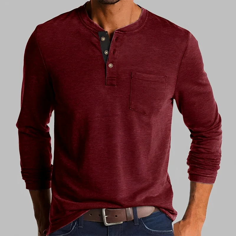 Dalton - Langarm-Henley-Shirt