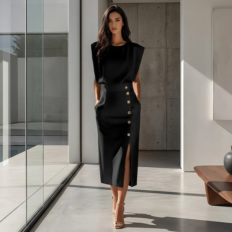 Daniela - Stilvolles Midikleid mit Schlitz