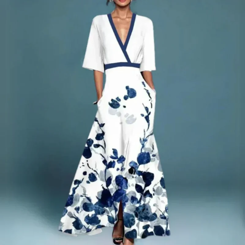 Jill - Stilvolles Damen-Maxikleid mit floralem Muster