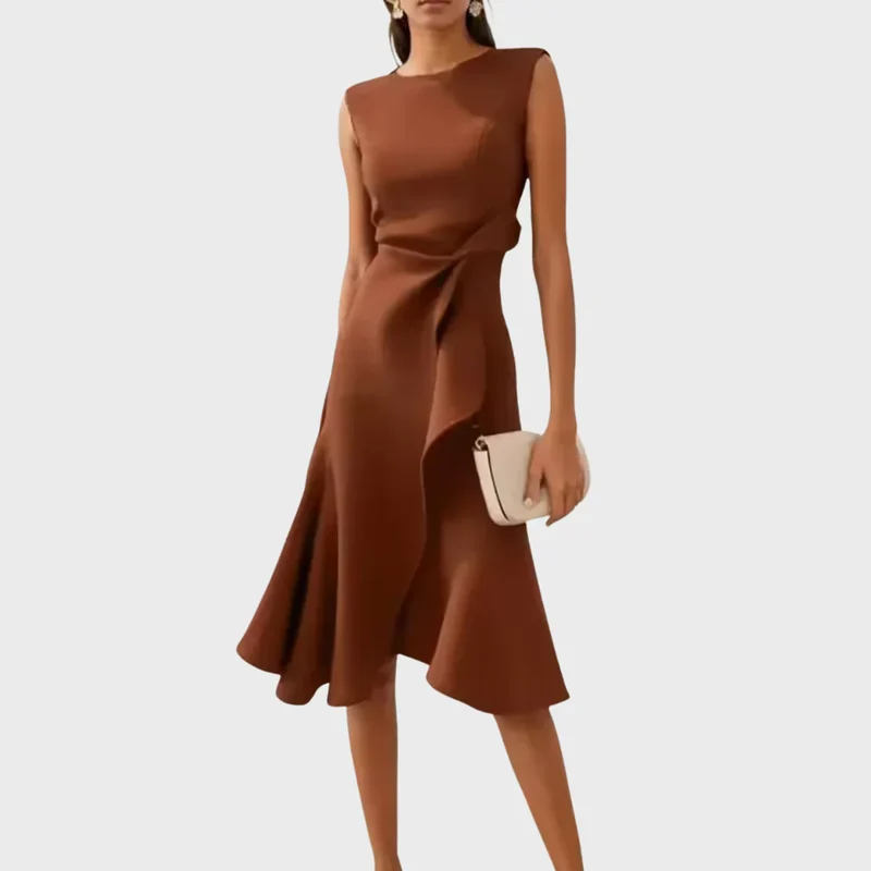 Sheila - Elegantes Damen-Midikleid mit Rüschendetails
