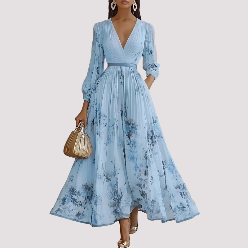 Leah - Midikleid mit Blumenprint und langen Ärmeln