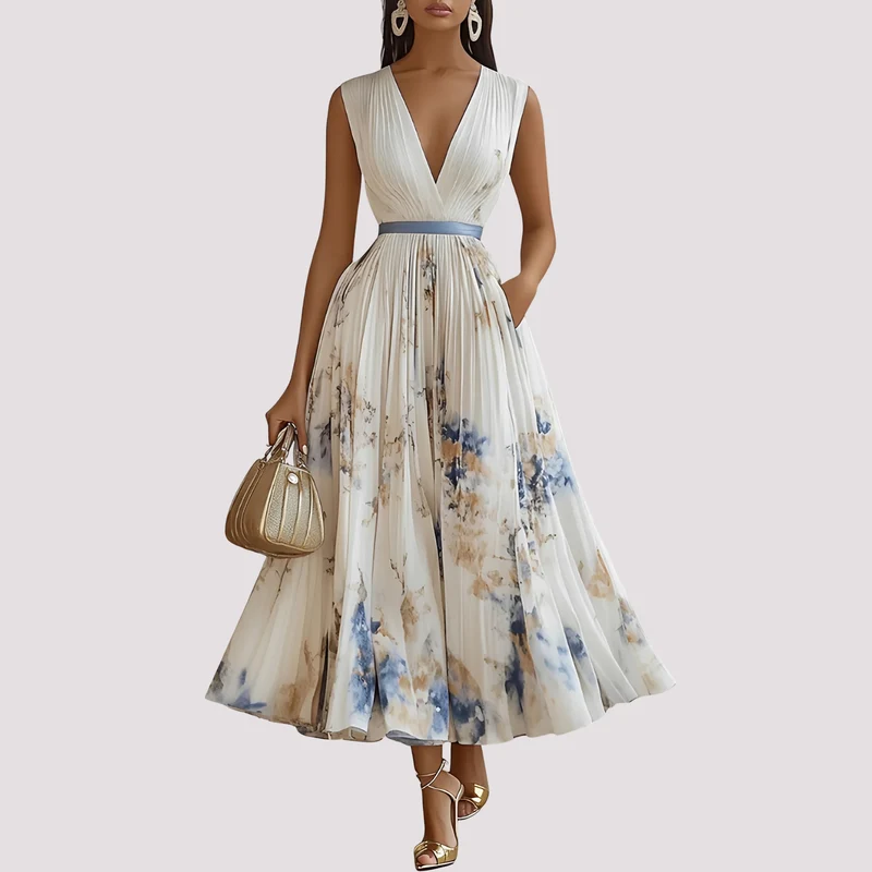 Leah - Midikleid mit Blumenprint und langen Ärmeln