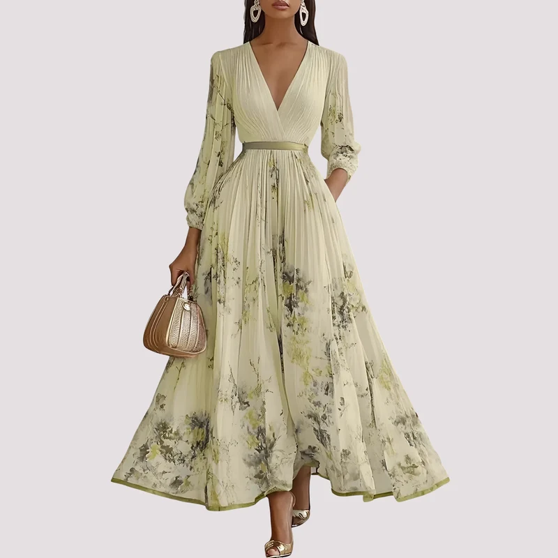 Leah - Midikleid mit Blumenprint und langen Ärmeln