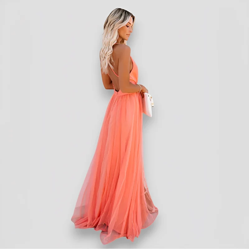 Lidia - Elegantes Maxi-Kleid mit V-Ausschnitt