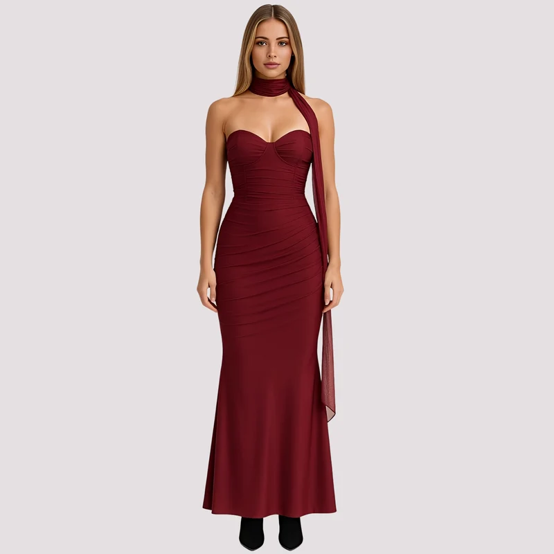 Antonia - Elegantes Choker-Kleid in schmaler Passform