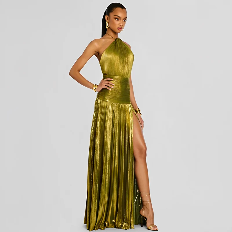 Naira - Elegantes Kleid mit Falten und Schlitz