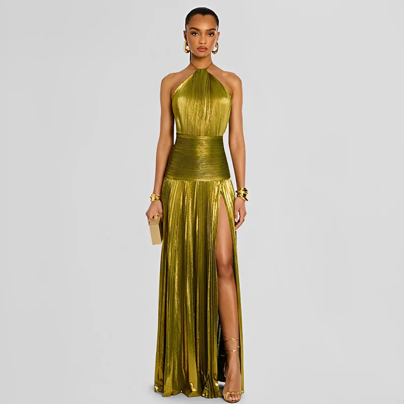Naira - Elegantes Kleid mit Falten und Schlitz