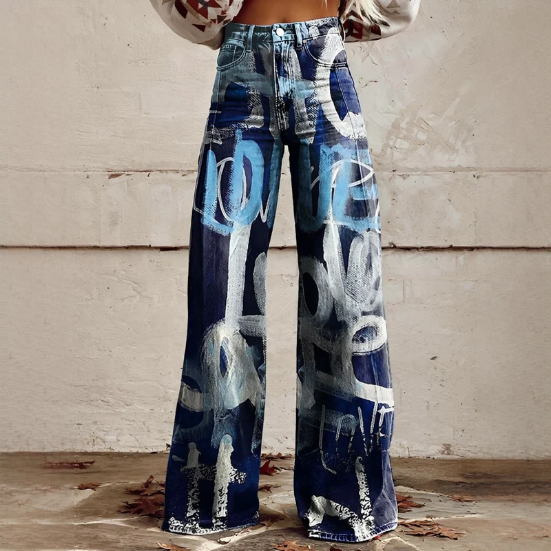 Shelley - Bequeme Weitgeschnittene Bedruckte Jeans