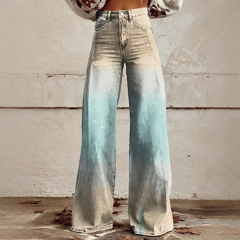 Shelley - Bequeme Weitgeschnittene Bedruckte Jeans