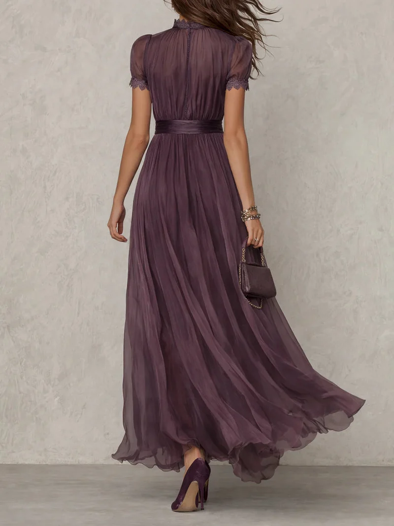 Olivia | Vintage Elegantes Chiffon Maxikleid