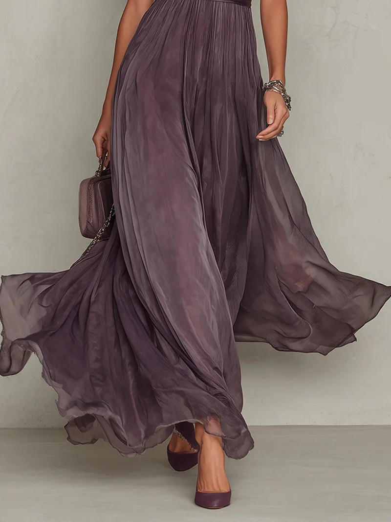 Olivia | Vintage Elegantes Chiffon Maxikleid