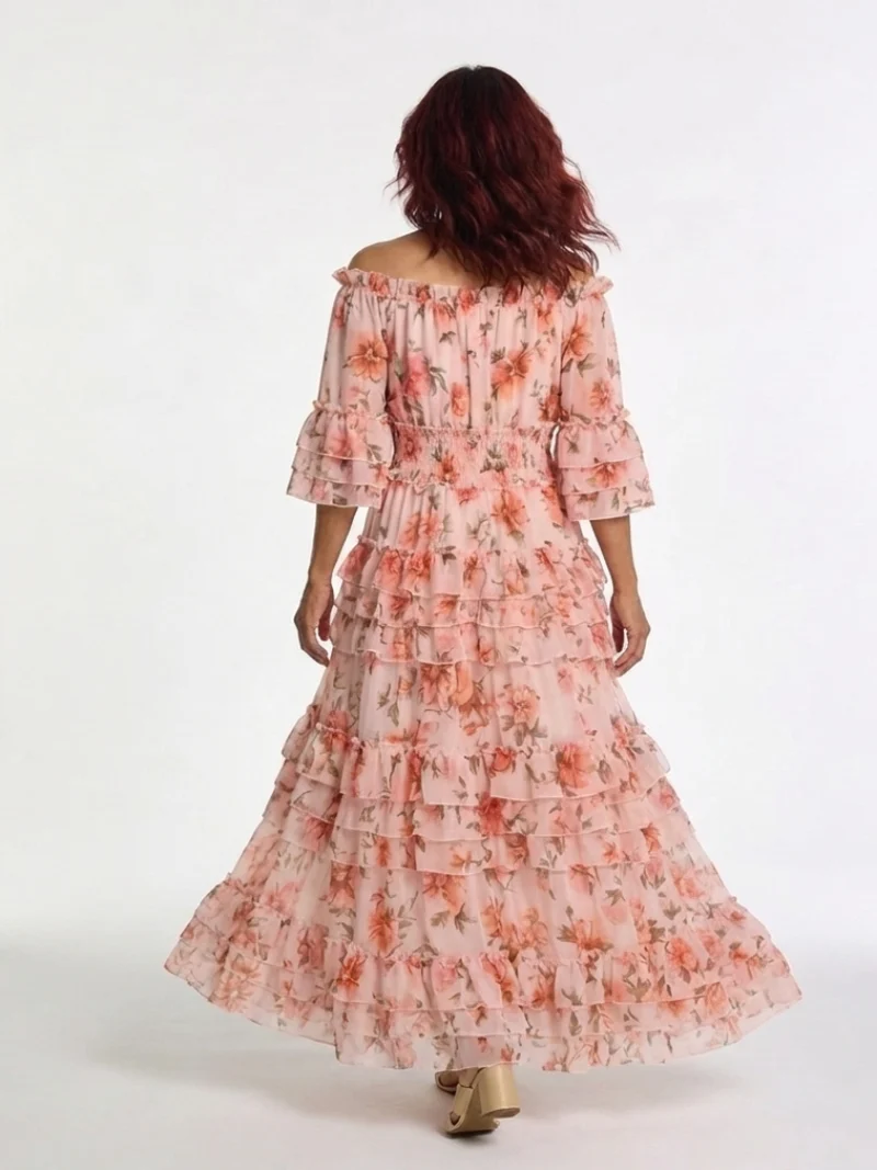 ROSALIE | FLORALER RÜSCHEN-MAXIKLEID