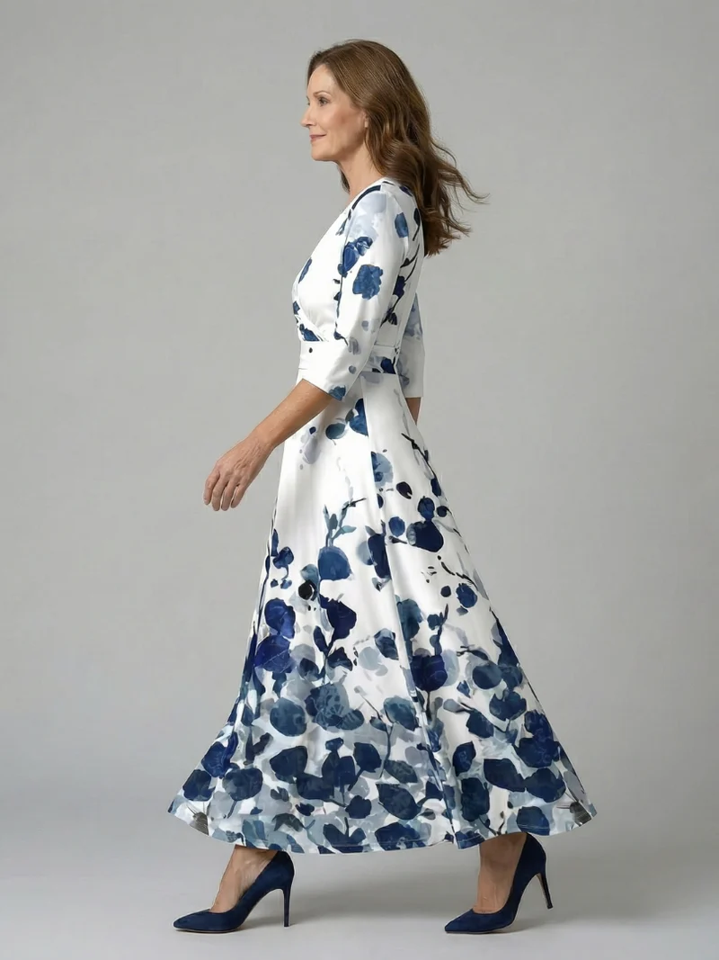 Celine | Midi-Kleid mit Kreuzwickel-Ausschnitt