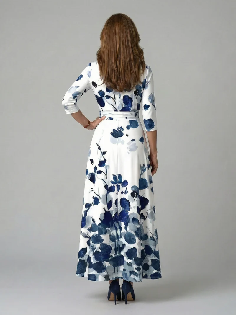 Celine | Midi-Kleid mit Kreuzwickel-Ausschnitt