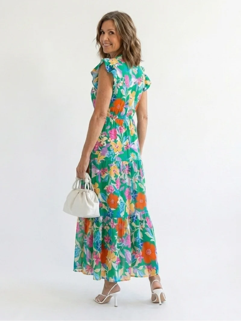 Lila | Elegantes Blumenkleid Midi