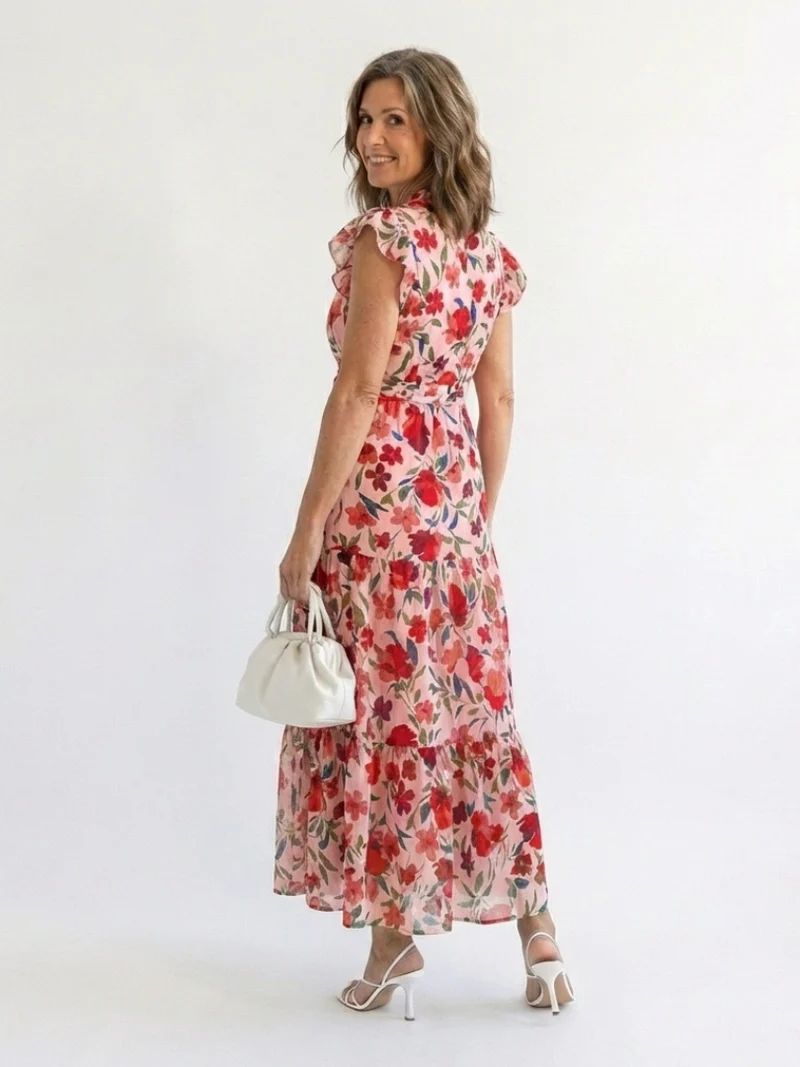Lila | Elegantes Blumenkleid Midi