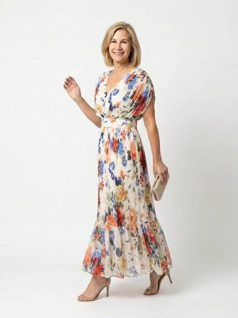 Savannah | Floral Plissierter Midi