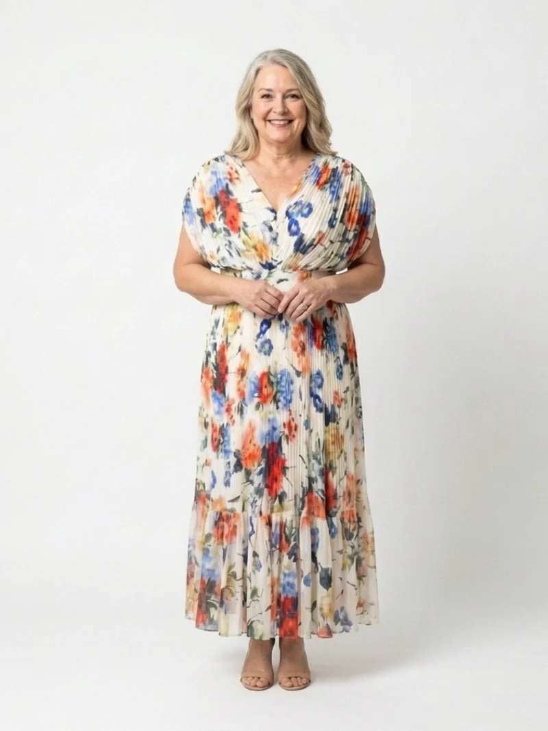 Savannah | Floral Plissierter Midi