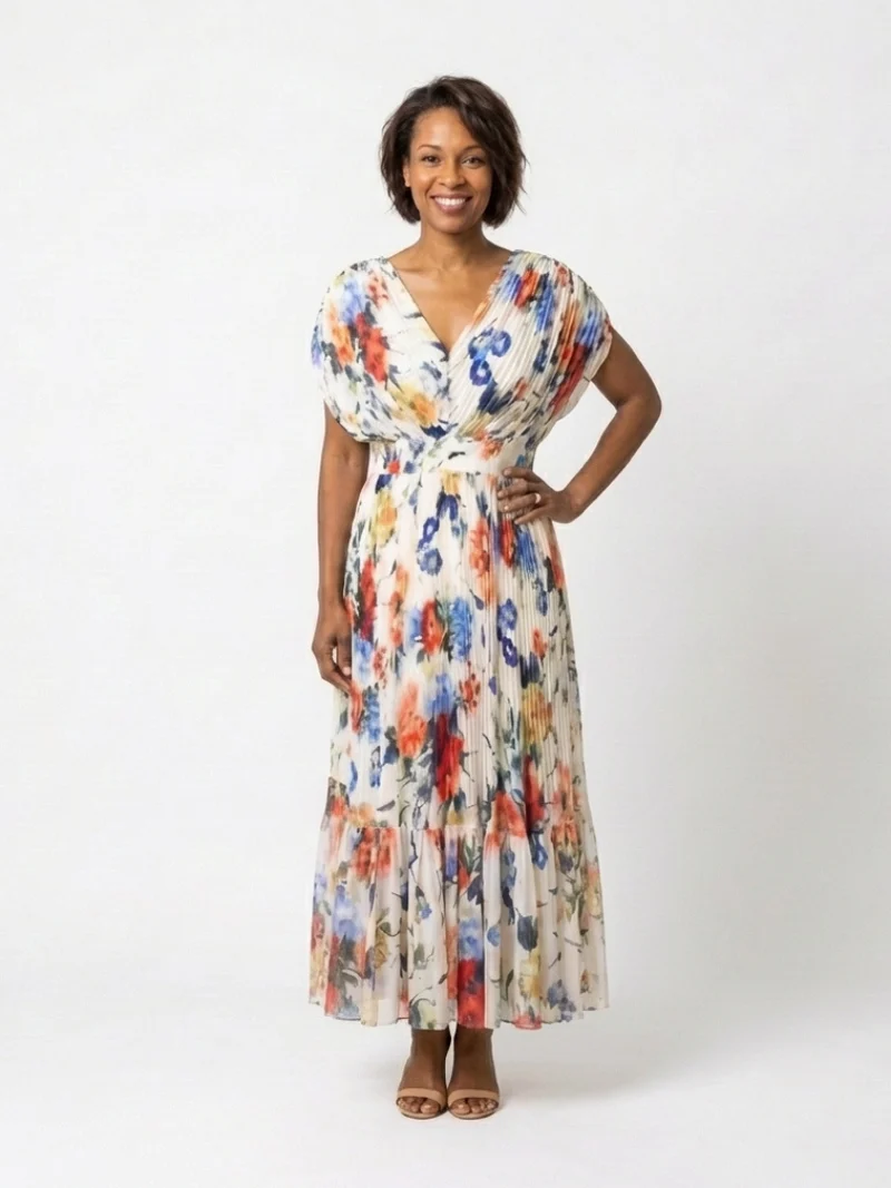 Savannah | Floral Plissierter Midi