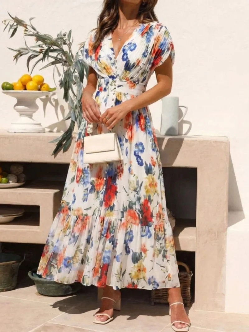 Savannah | Floral Plissierter Midi