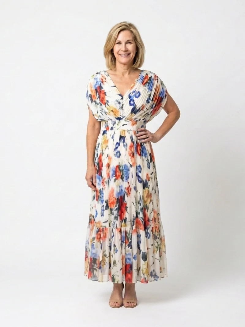 Savannah | Floral Plissierter Midi
