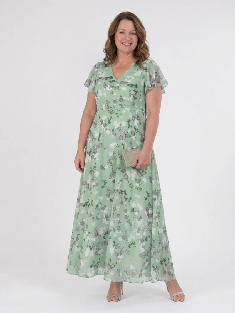 Ismeria | Florales Chiffon Maxikleid