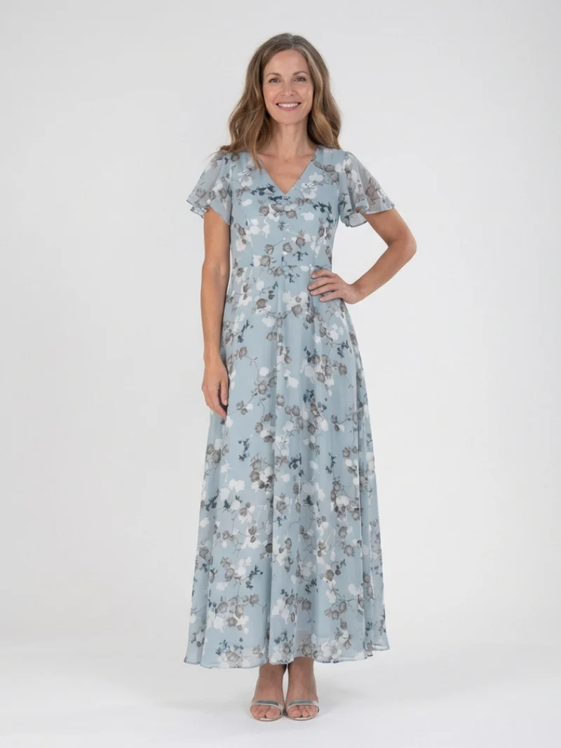 Ismeria | Florales Chiffon Maxikleid