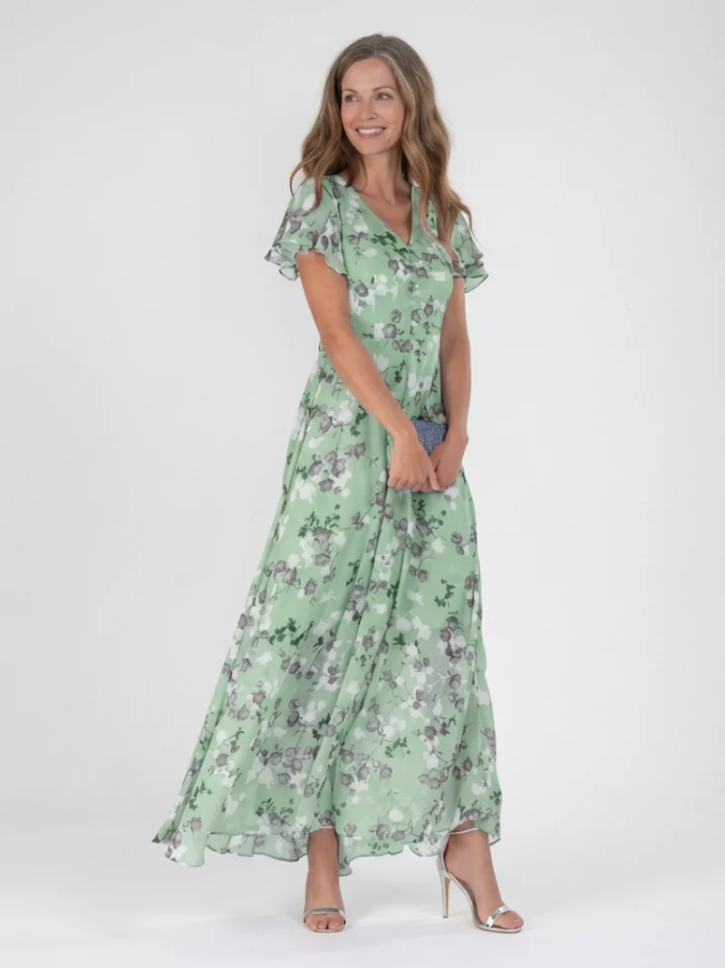 Ismeria | Florales Chiffon Maxikleid