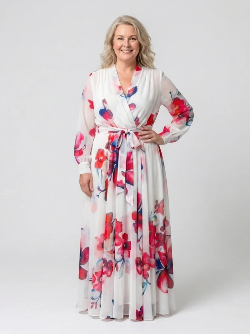 Lillian | Florales Maxikleid mit langen Ärmeln
